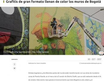 Grafitis de gran formato llenan de color los muros de Bogotá