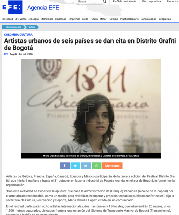Artistas urbanos de seis países se dan cita en Distrito Grafiti de Bogotá